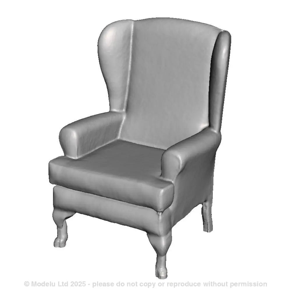 A wing backed armchair