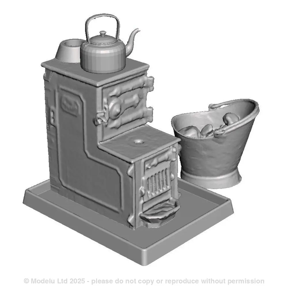 A GWR Stove with kettle and coal scuttle