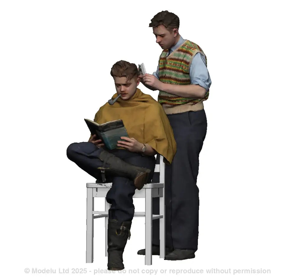 RAF Pilot getting haircut