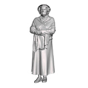 A female figure wearing a hat and shawl