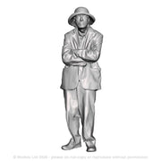 A male figure in conversation