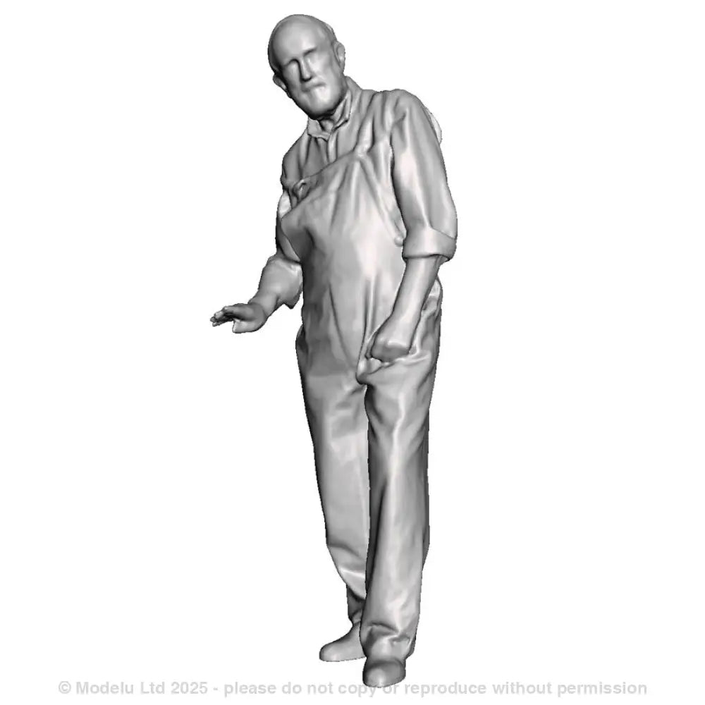 A workman leaning