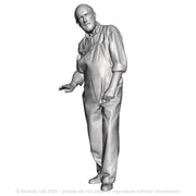 A workman leaning