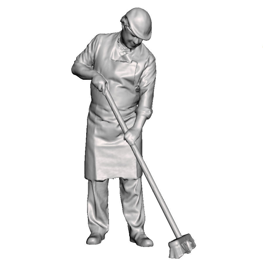 A workman with a broom