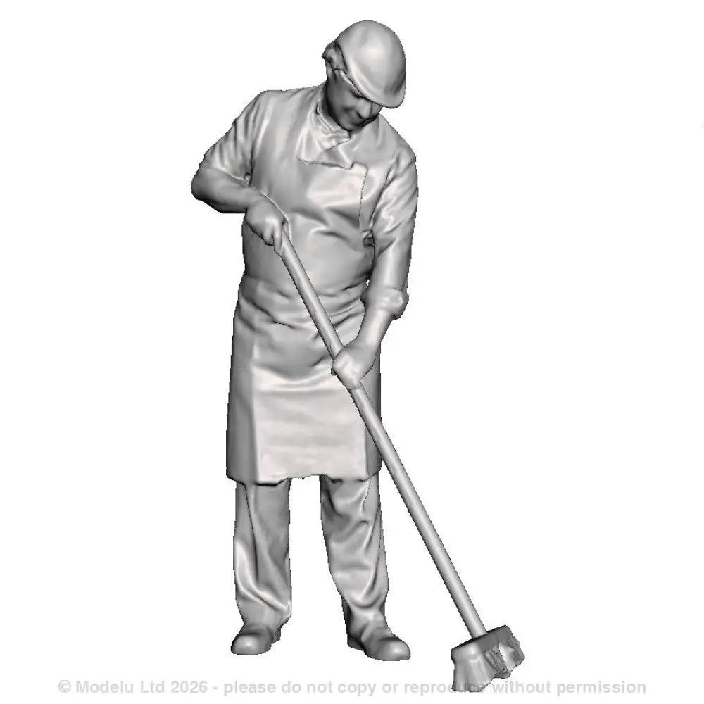 A workman with a broom