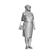A female figure with bag