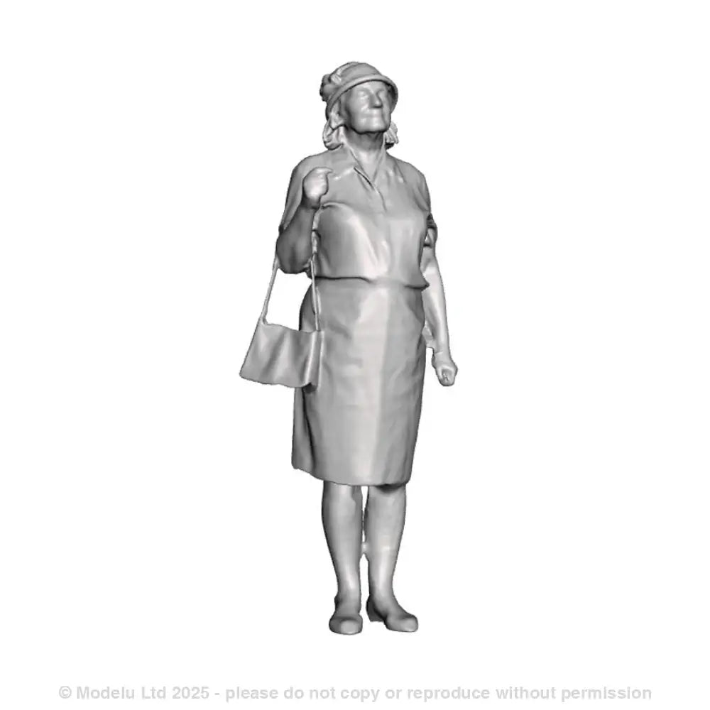 A female figure with bag