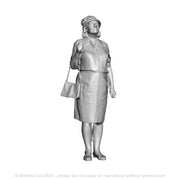 A female figure with bag