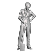A male figure with a spade