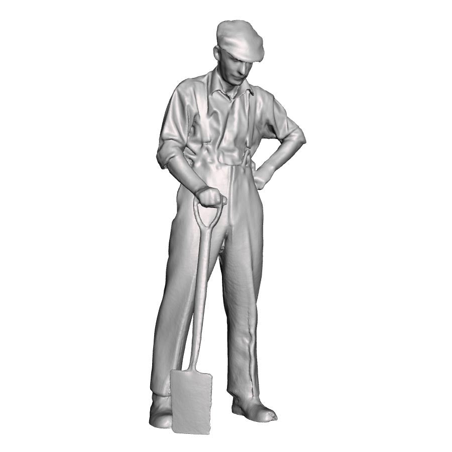 A male figure with a spade
