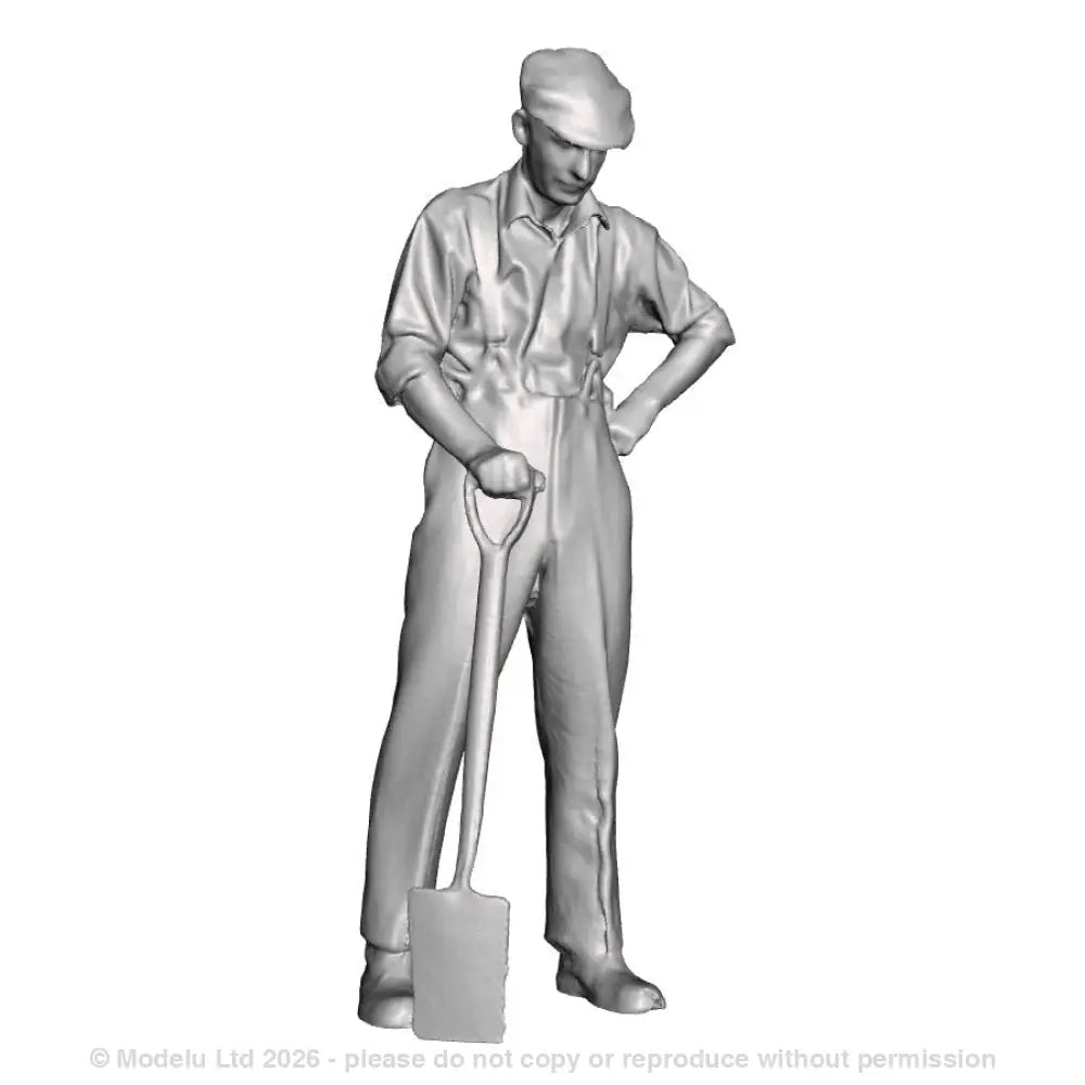 A male figure with a spade