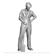 A male figure with a spade