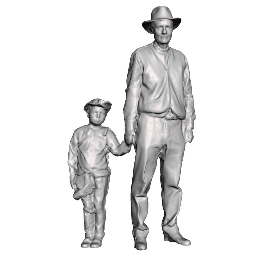 A male figure with a boy