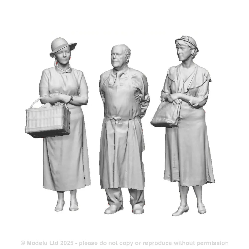 A collection of female shoppers and a male shop keeper