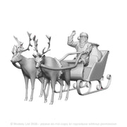 Santa in his sleigh with 2 reindeers