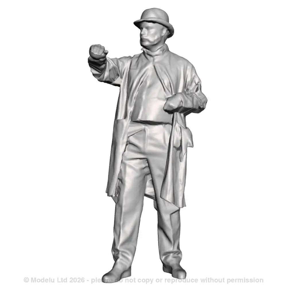 A loco driver wearing a bowler hat operating a regulator