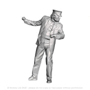 A loco driver leaning and operating a regulator