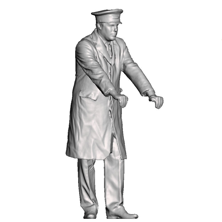 A guard leaning on a veranda