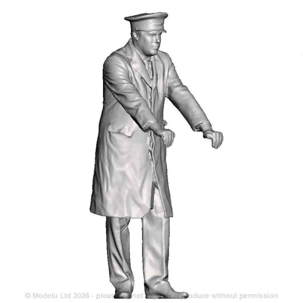 A guard leaning on a veranda