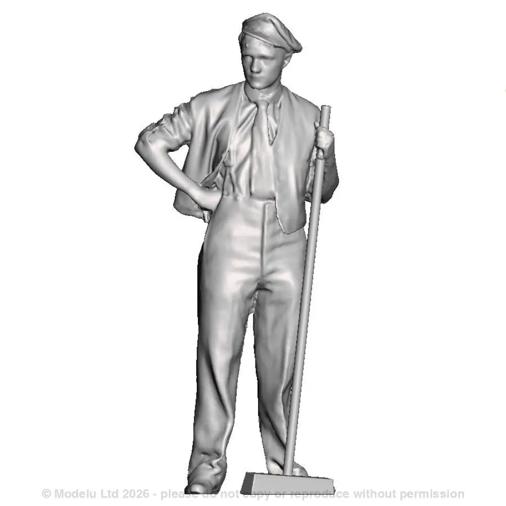 A porter with a broom