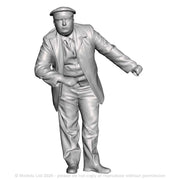 A guard leaning on a veranda