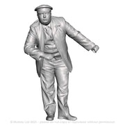 A guard leaning on a veranda