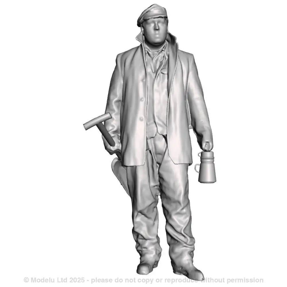 A fireman with firing shovel an billy can