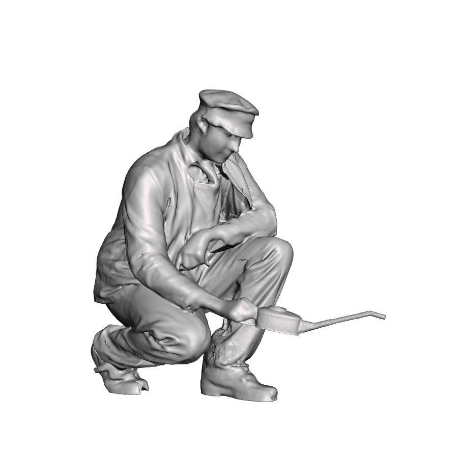 A loco crew man oiling