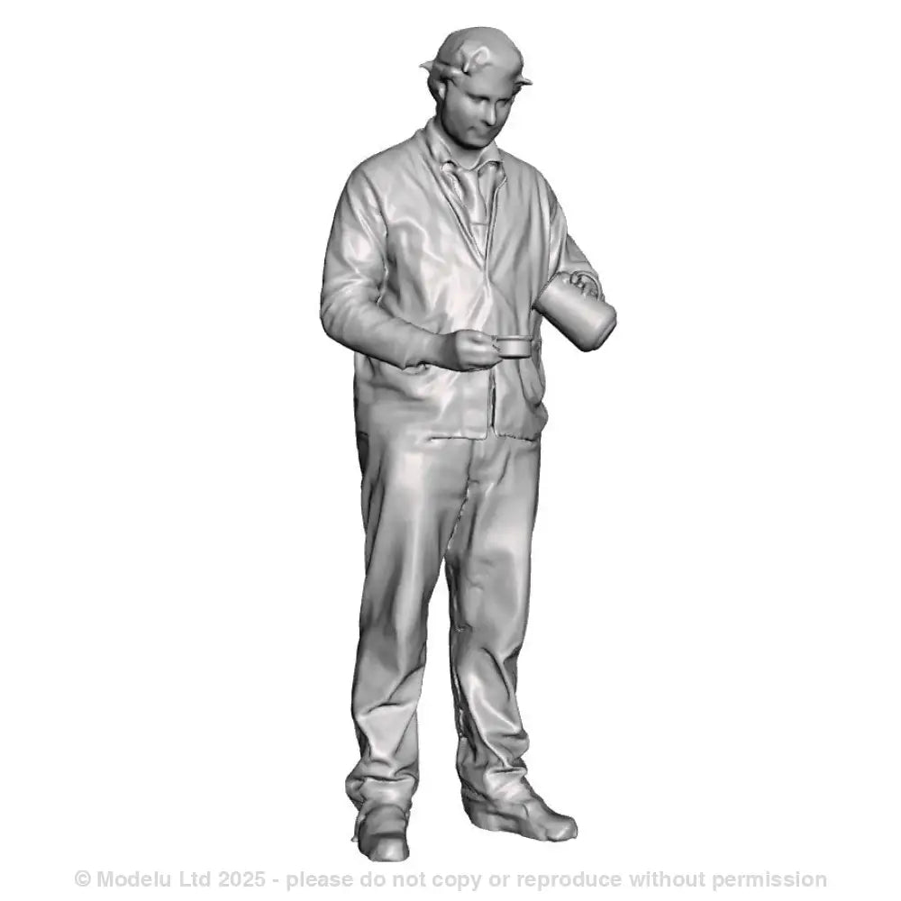 A loco crew man pouring a billy can