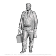 A loco crew man with drivers bag and billy can