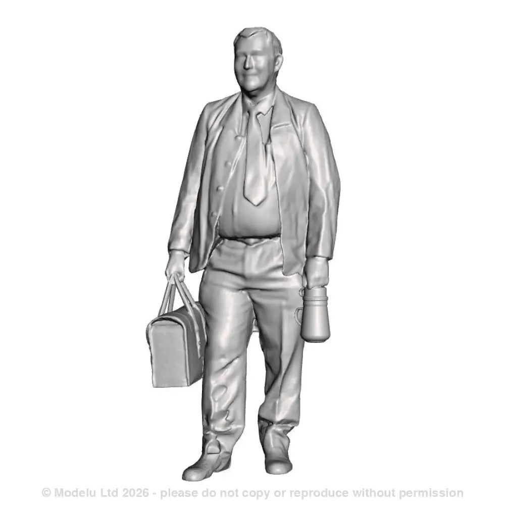 A loco crew man with drivers bag and billy can