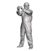 An engineer working in a cabinet