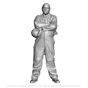 An engineer with arms folded