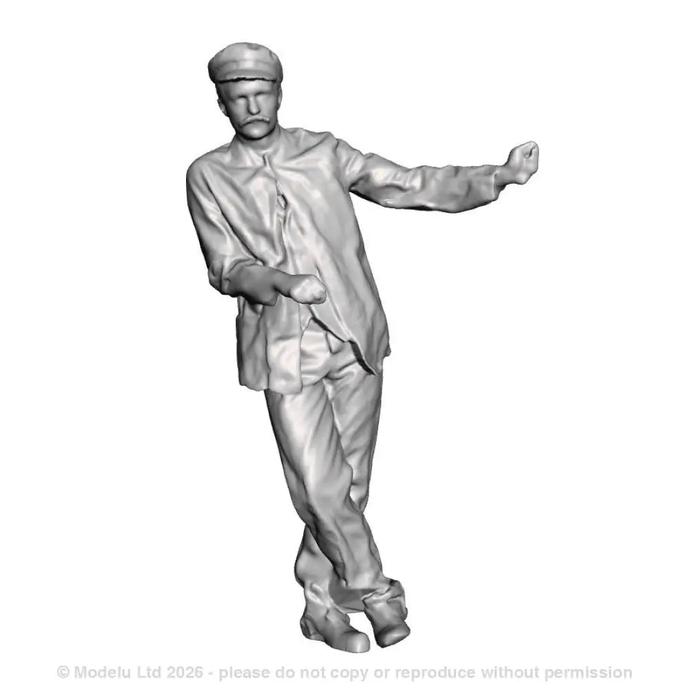 A loco driver leaning operating a regulator