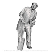 A fireman leaning with firing shovel