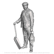 A GWR fireman with firing shovel and GWR loco head lamp