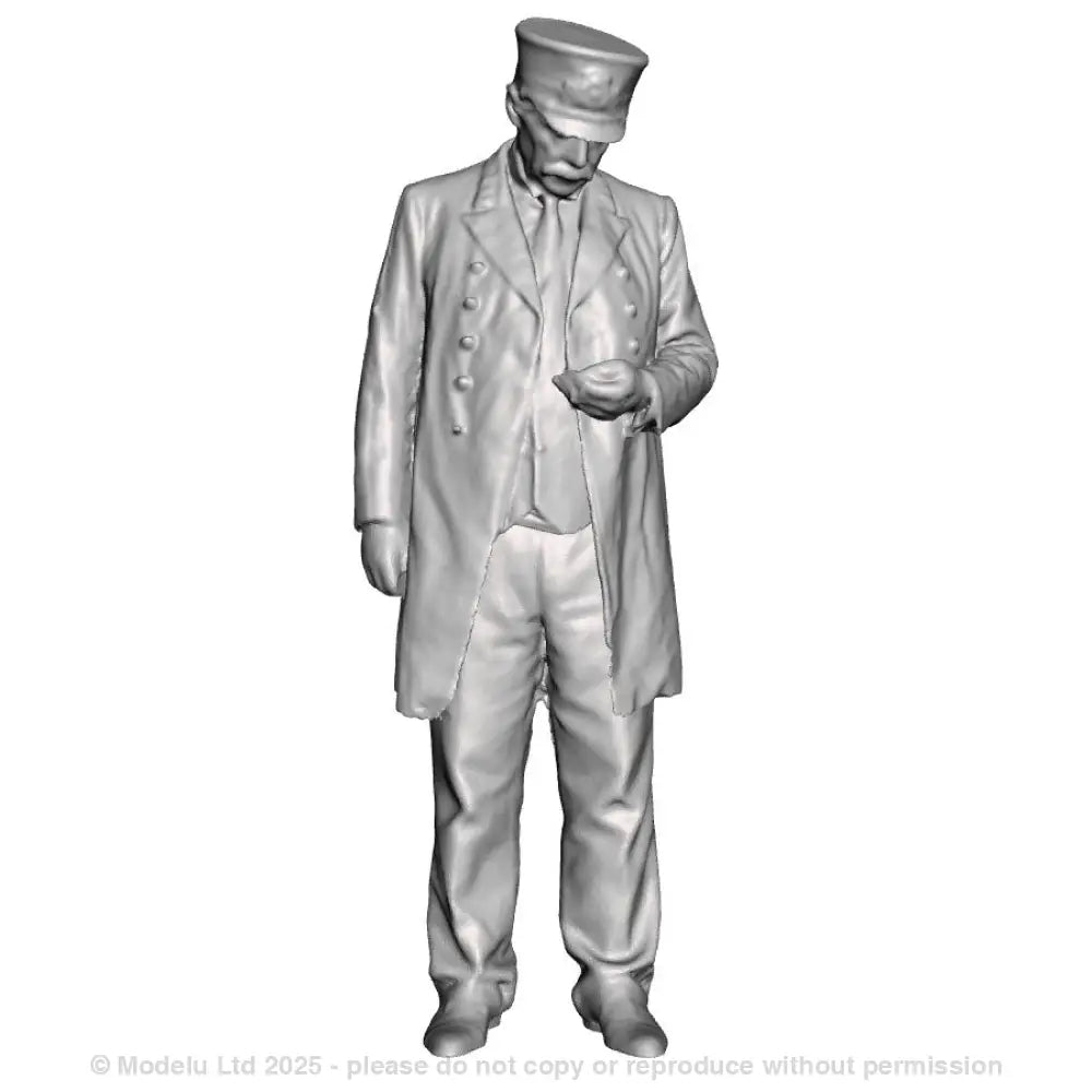 A station master checking his watch