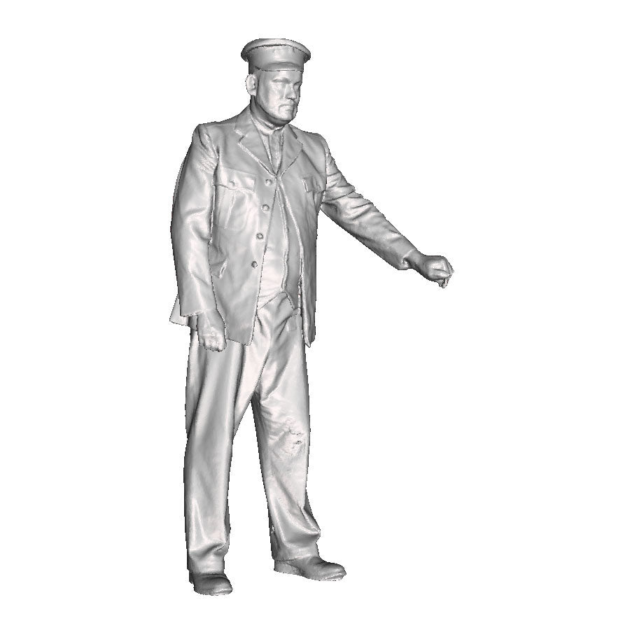 A GWR goods guard holding a brake handle