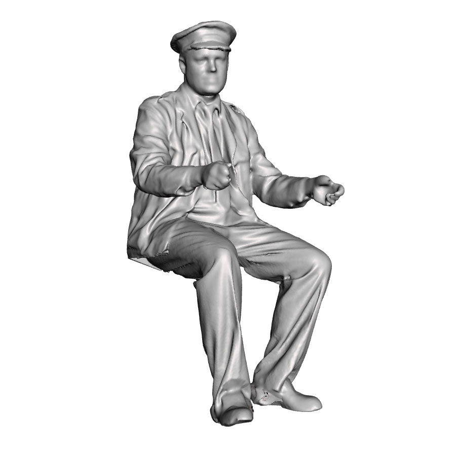 A seated bus driver