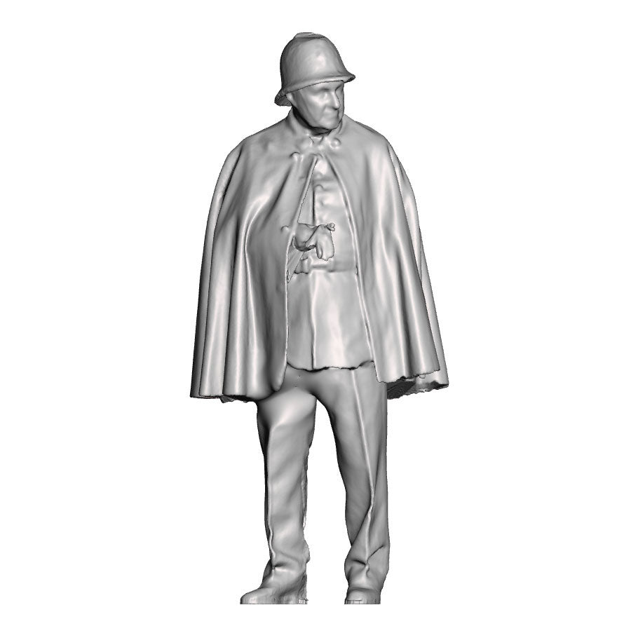 A policeman wearing a cape