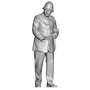 A policeman holding something