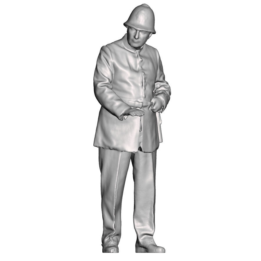 A policeman holding something