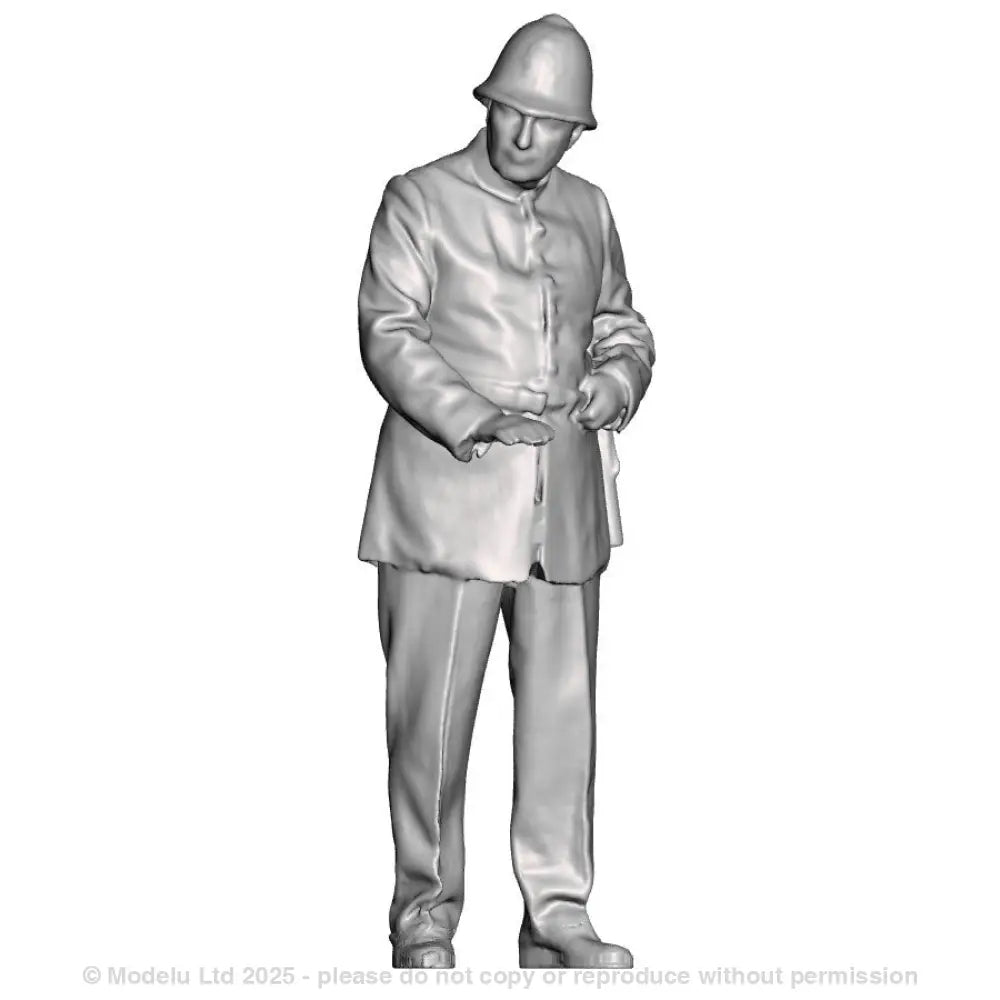 A policeman holding something