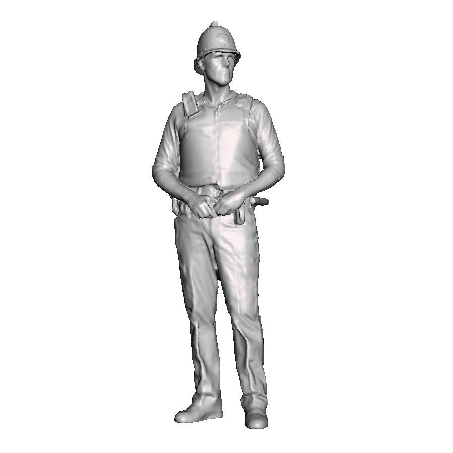 A policeman at ease wearing custodian helmet