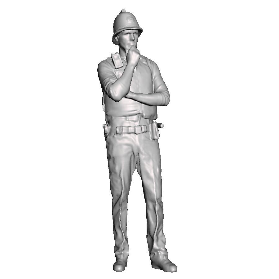 A policeman at ease wearing custodian helmet