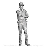 A policeman at ease wearing custodian helmet