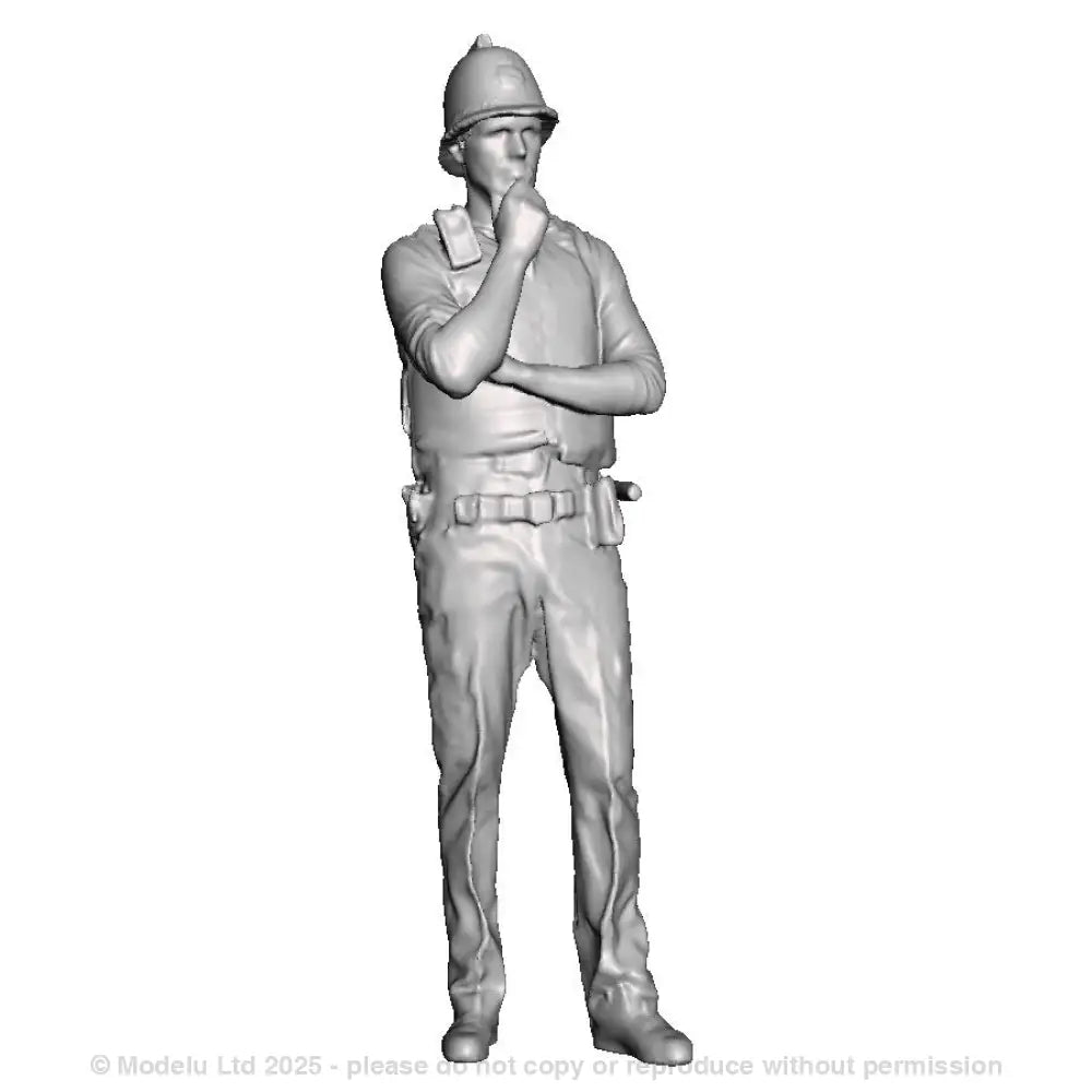 A policeman at ease wearing custodian helmet