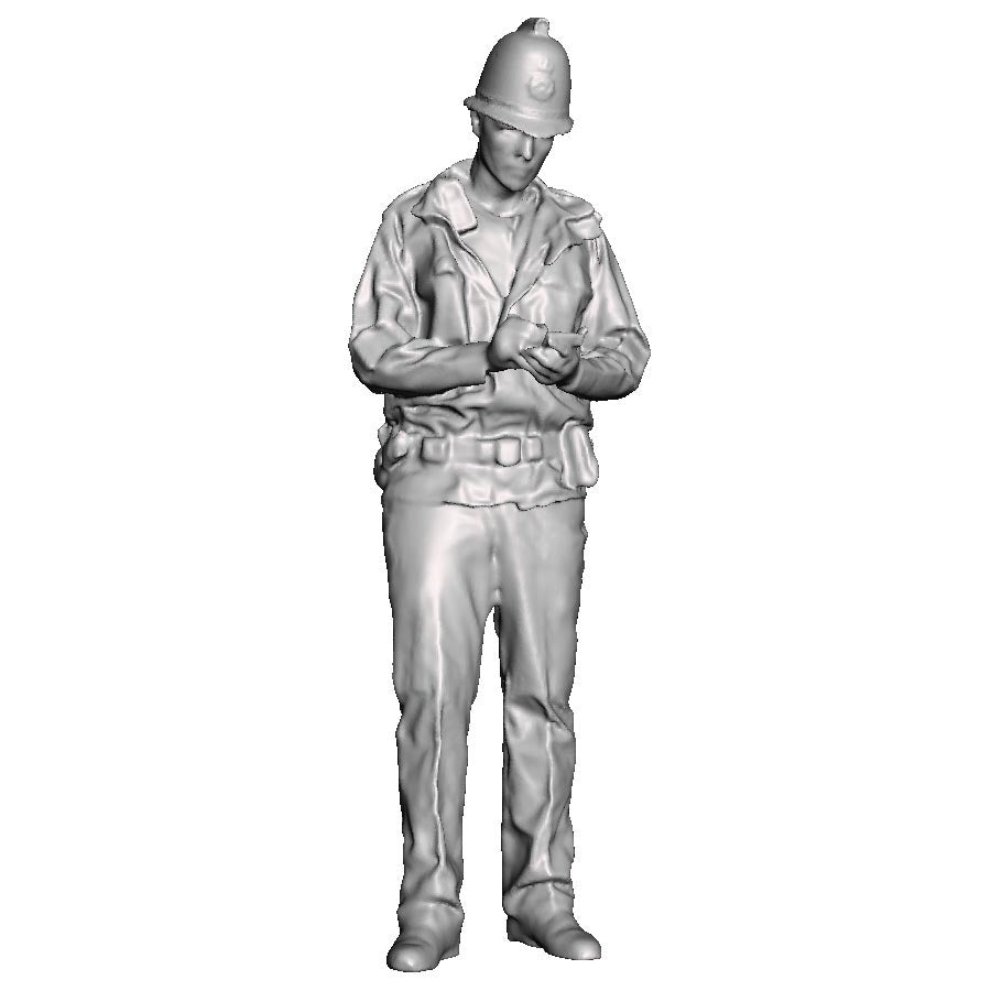 A policeman wearing hi-vis taking notes