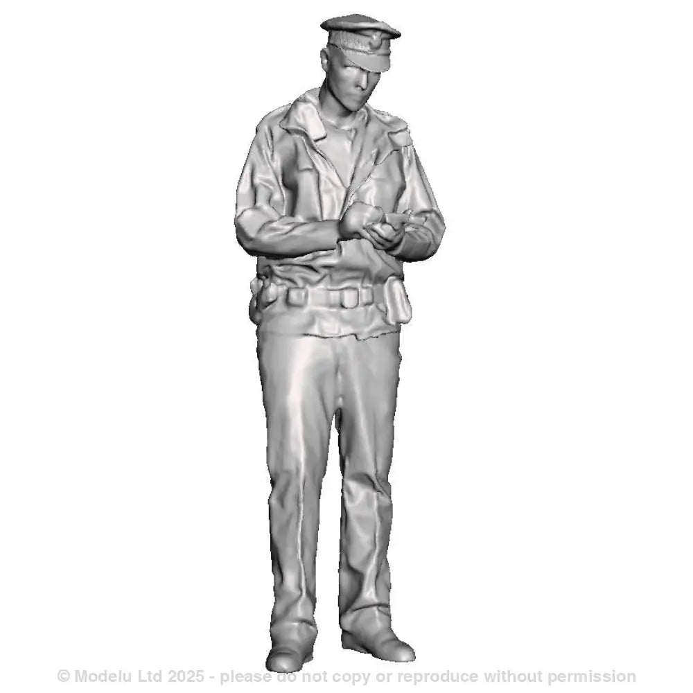 A policeman wearing hi-vis taking notes