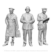 A figure pack containing a milkman, a policeman at ease and a postman